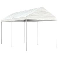Prieel met dak 4,46x2,28x2,69 m polyetheen wit