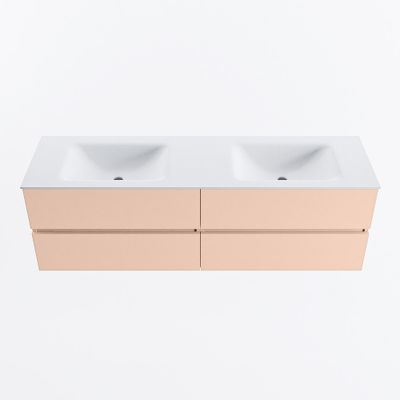 MONDIAZ VICA 160cm badmeubel onderkast Rosee 4 lades. Wastafel CLOUD dubbel 2 kraangaten, kleur Talc.