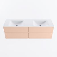 MONDIAZ VICA 160cm badmeubel onderkast Rosee 4 lades. Wastafel CLOUD dubbel 2 kraangaten, kleur Talc.