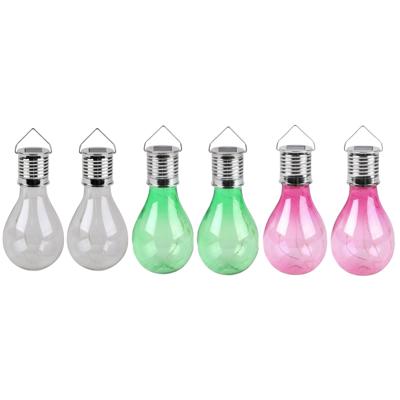 Solar sfeer tuin hanglampje - 6x stuks - wit / roze / groen - 15 cm - kunststof - sfeerverlichting