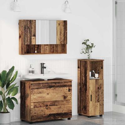Badkamermeubelset 3 pcs Oud hout 76,5 x 35 x 64 cm Bewerkt hout