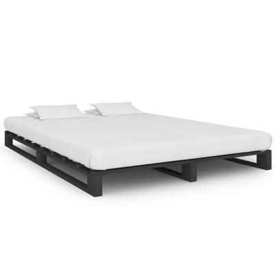 Bedframe pallet massief grenenhout grijs 140x200 cm