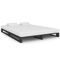 Bedframe pallet massief grenenhout grijs 140x200 cm