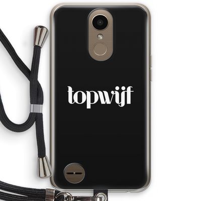 Topwijf Zwart: LG K10 (2017) Transparant Hoesje met koord