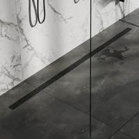 Douchegoot Brauer StanDrain 180x7 cm Zwart Vloerflens Inclusief Kunststof Sifon Verstelbare Poten