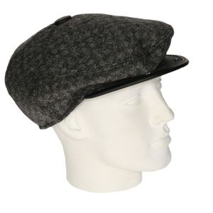 Heren flat cap donkergrijs met lichte structuur