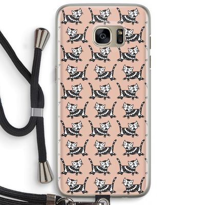 Zwarte poes: Samsung Galaxy S7 Edge Transparant Hoesje met koord