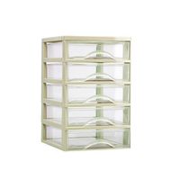 Ladeblokje/bureau organizer 5x lades - beige/transparant - L18 x B21 x H28 cm - plastic - thumbnail