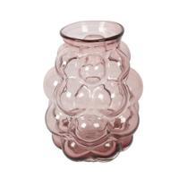 Bloemenvaas Bubblegum Medium - transparant glas - lichtroze - D16 x H21 cm - vaas