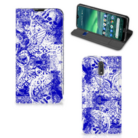 Mobiel BookCase Nokia 2.3 Angel Skull Blauw