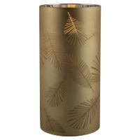 1x stuks luxe led kaarsen in goud bladeren glas D7 x H15 cm