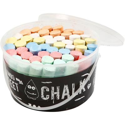 Creativ Company Stoepkrijt, afm 2,5x12 cm, diverse kleuren, 50 stuk/ 1 emmer