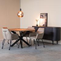 LABEL51 Eetkamerstoel Lenny - Taupe - Micro Suede - Black Frame