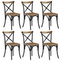 Kruisstoelen 6 st massief mangohout zwart