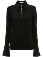 JW Anderson polo Henley boutonné en soie - Noir