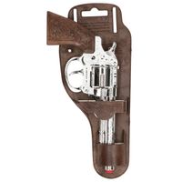 Cowboy verkleed speelgoed revolver/pistool metaal 8 schots plaffertjes - Verkleedattributen - thumbnail