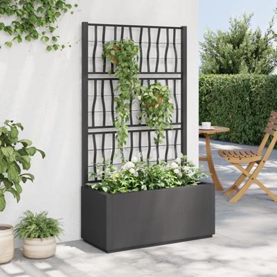 VidaXL Plantenbak met latwerk 80x36x140 cm polypropeen donkergrijs