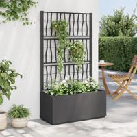 VidaXL Plantenbak met latwerk 80x36x140 cm polypropeen donkergrijs