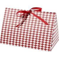 Vivi Gade Cadeaudoos, harlekijn patroon, afm 15x7x8 cm, 250 gr, rood, wit, 3 stuk/ 1 doos
