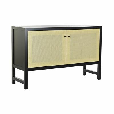 Dressoir DKD Home Decor Zwart Spar Natuurlijk Rotan (120 x 38 x 76 cm)