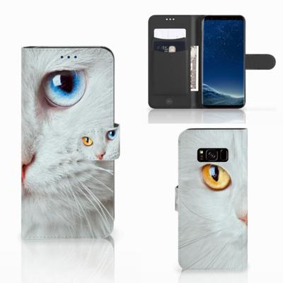 Samsung Galaxy S8 | Telefoonhoesje | Met pasjeshouder | Witte Kat