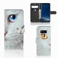 Samsung Galaxy S8 | Telefoonhoesje | Met pasjeshouder | Witte Kat