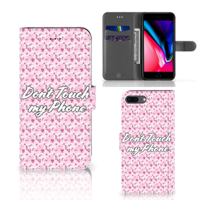 Apple iPhone 7 Plus | 8 Plus Portemonnee Hoesje Flowers Pink DTMP Apple iPhone 7 Plus | 8 Plus Portemonnee Hoesje Flowers Pink DTMP