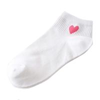 10 paar leuke sokken vrouwen rood hart patroon zachte ademende katoenen sokken enkel-hoge casual comfortabele sokken (wit lichaam roze hart)