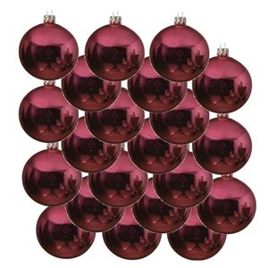 18xKerst rode glazen kerstballen 6 cm glans