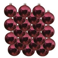 18xKerst rode glazen kerstballen 6 cm glans