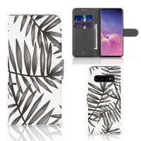 Samsung Galaxy S10 Plus Hoesje Leaves Grey - thumbnail