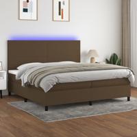 Boxspring met matras en LED stof donkerbruin 200x200 cm