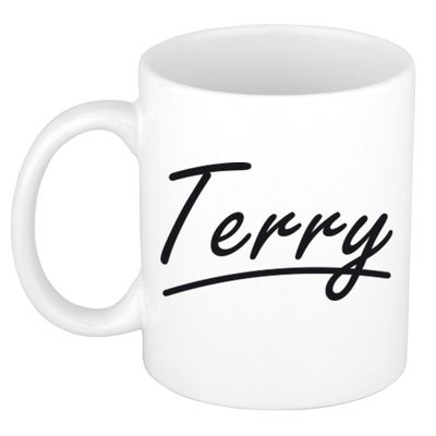 Naam cadeau mok / beker Terry met sierlijke letters 300 ml