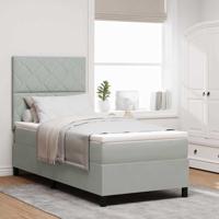 Boxspring bed met matras Lichtgrijs 100 x 200 cm Fluweel