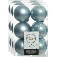 Decoris kerstballen - 36x st - lichtblauw - 6 cm - kunststof - mat/glans - kerstversiering