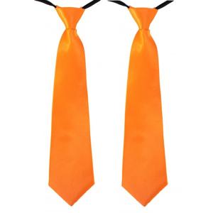 Carnaval verkleed stropdas - 2x stuks - oranje - volwassenen - 40 cm - met elastiekje