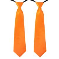 Carnaval verkleed stropdas - 2x stuks - oranje - volwassenen - 40 cm - met elastiekje