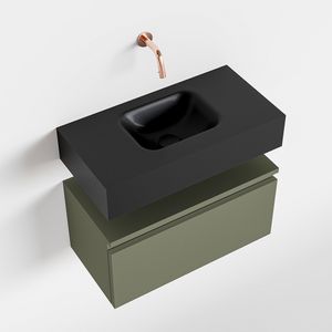 Toiletmeubel Mondiaz Andor | 60 cm | Meubelkleur Army | Lex vrijhangend wastafel Urban Midden | Zonder kraangat