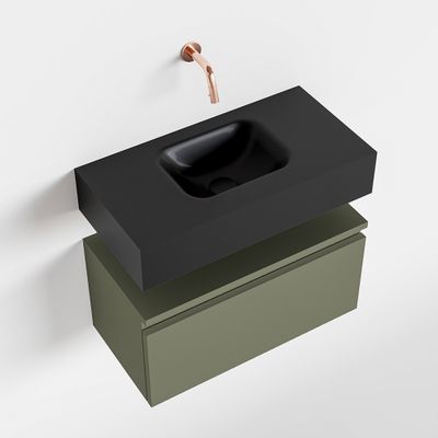Toiletmeubel Mondiaz Andor | 60 cm | Meubelkleur Army | Lex vrijhangend wastafel Urban Midden | Zonder kraangat