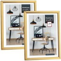 Zep Fotolijst - 2x stuks - goud - kunststof - voor foto van 21 x 29 cm - staand / hangend
