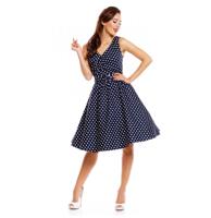 25% korting | May V Neck Swing Dress Navy Polka-5XL