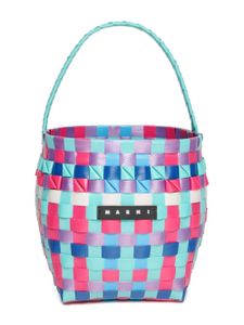 Marni Kids sac cabas tressé à patch logo - Bleu