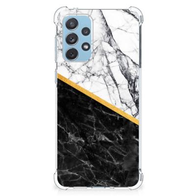 Samsung Galaxy A73 Anti-Shock Hoesje Marmer Wit Zwart - Origineel Cadeau Man Samsung Galaxy A73 Anti-Shock Hoesje Marmer Wit Zwart - Origineel Cadeau Man