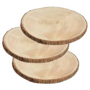 Decoratie boomschijf - 3x - Paulowna hout - D25 cm - Dikte 2 cm - onderzetter - plateau