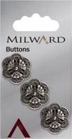 Milward Knoop Metaal Zilver/Zwart 19mm (3 stuks)