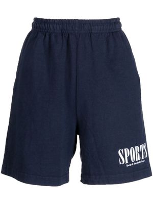 Sporty & Rich short en coton à logo imprimé - Bleu
