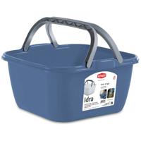 Wasmand/draagmand/teil met hengsel - kunststof - 13 Liter - blauw - 35 x 35 x 18 cm