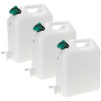 Jerrycan voor water - 3x - 10 liter - Kunststof - met kraantje en dop