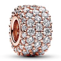 Pandora 782820C01 Bedel Sparkling Pave Triple-row zilver-zirconia rosekleurig-wit