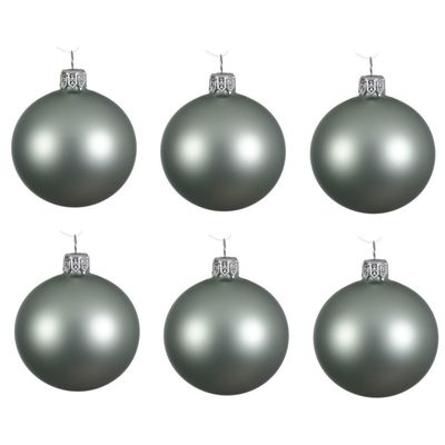 Decoris kerstballen - 6x st - mintgroen - 6 cm - glas - mat - kerstversiering Decoris kerstballen - 6x st - mintgroen - 6 cm - glas - mat - kerstversiering